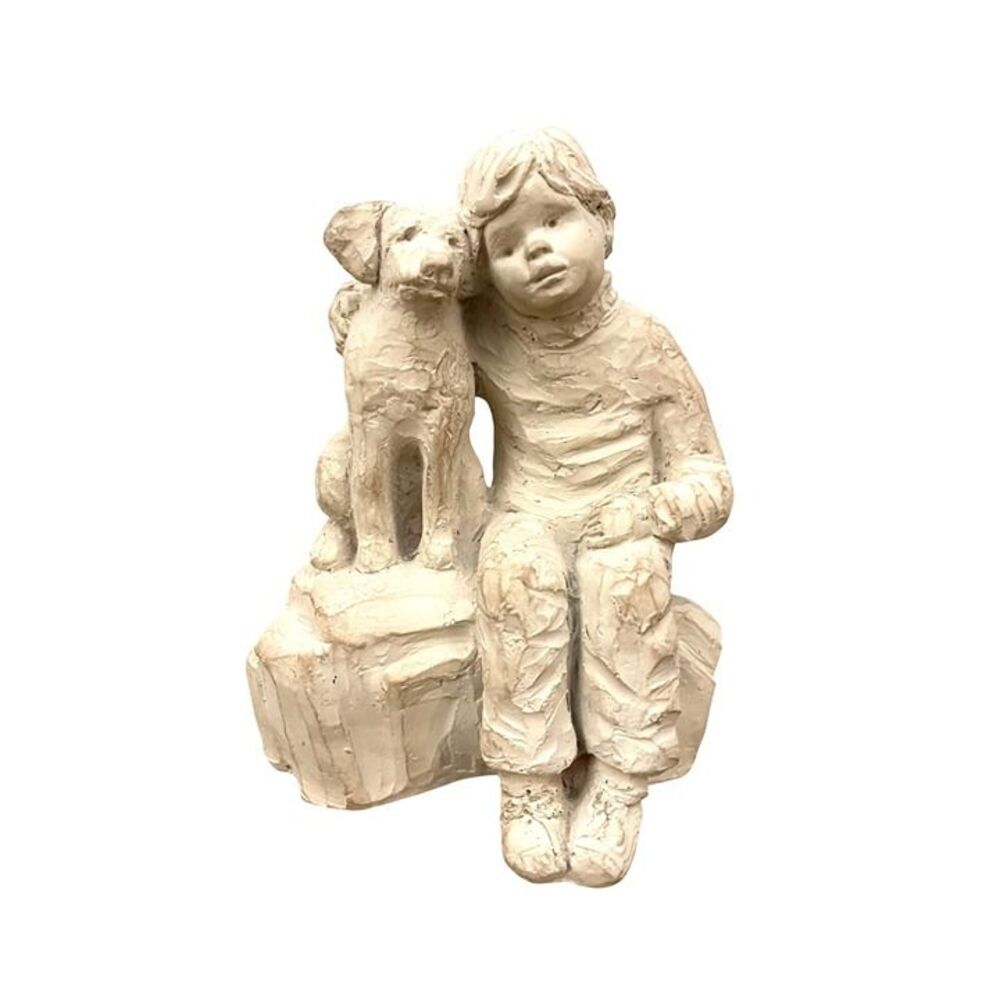Austin Sculpture "Bright Eyes" Boy & Dog Figurine 1987 Signed